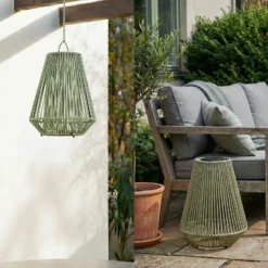 Lámpara colgante solar LED Lindby Austas, verde, Ø 32 cm, USB, IP54