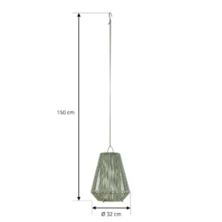 Lámpara colgante solar LED Lindby Austas, verde, Ø 32 cm, USB, IP54