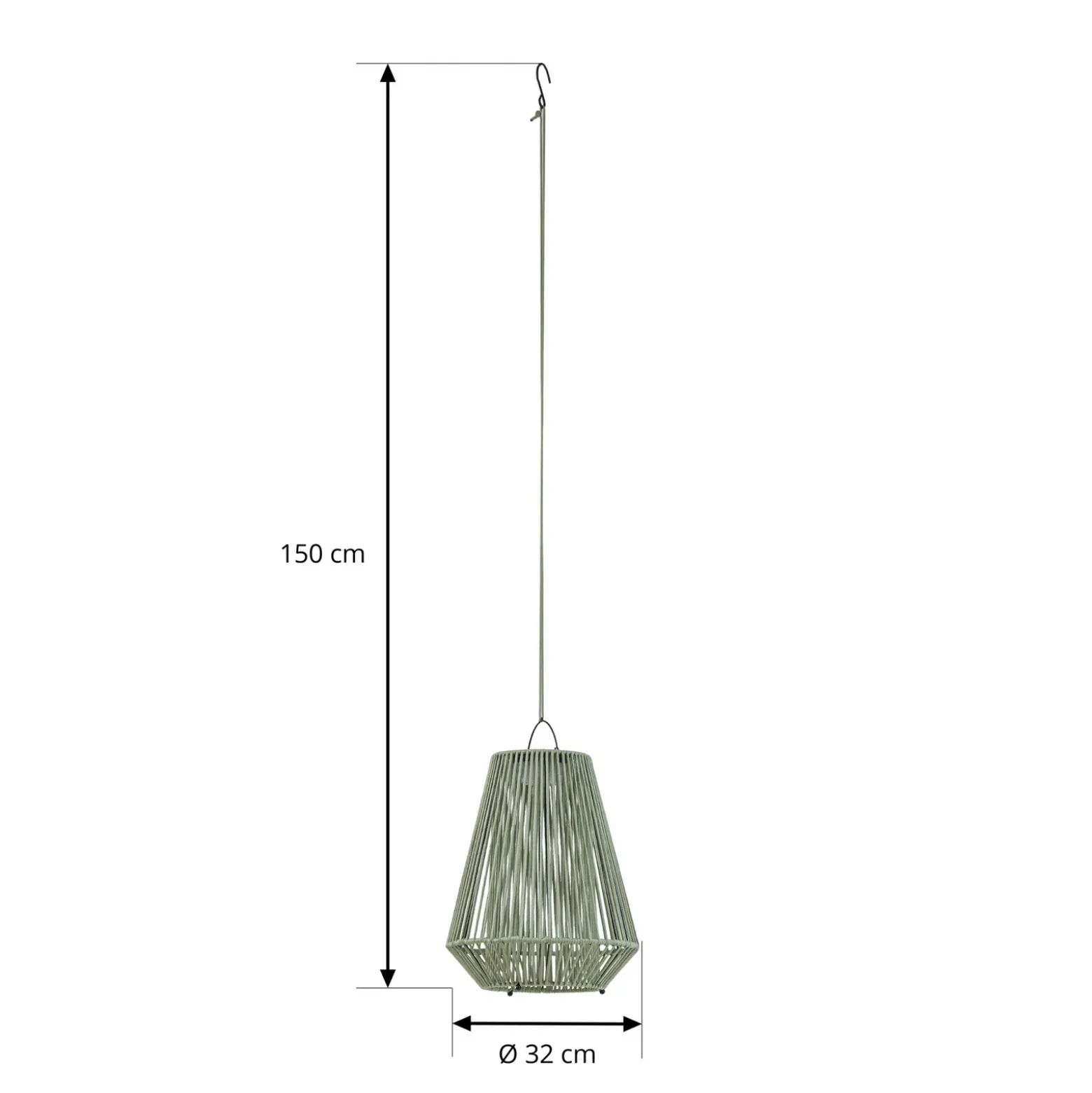 Lámpara colgante solar LED Lindby Austas, verde, Ø 32 cm, USB, IP54