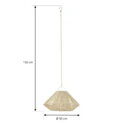 Lámpara colgante solar LED Lindby Austas, beige, Ø 50 cm, USB, IP54