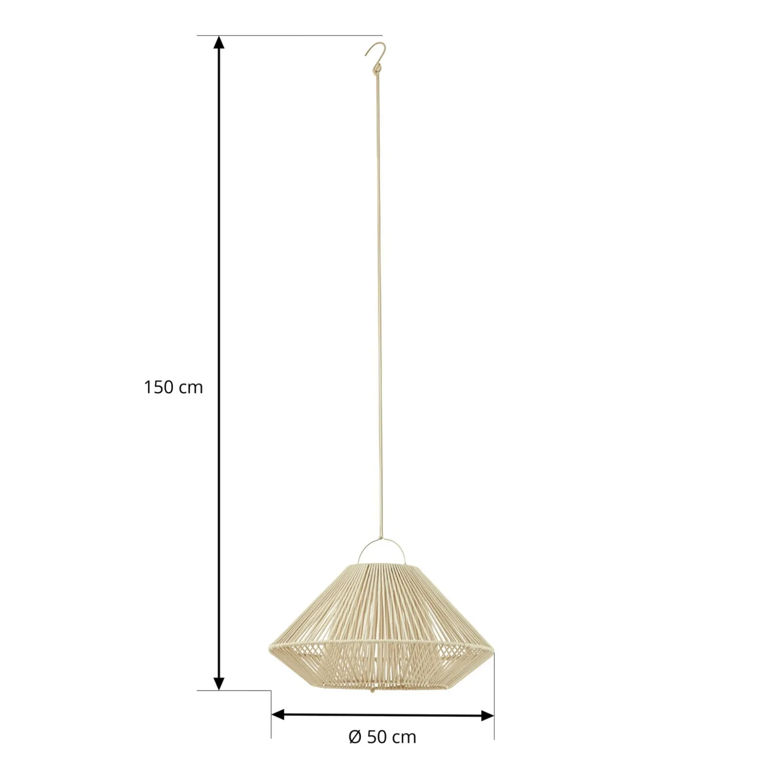 Lámpara colgante solar LED Lindby Austas, beige, Ø 50 cm, USB, IP54