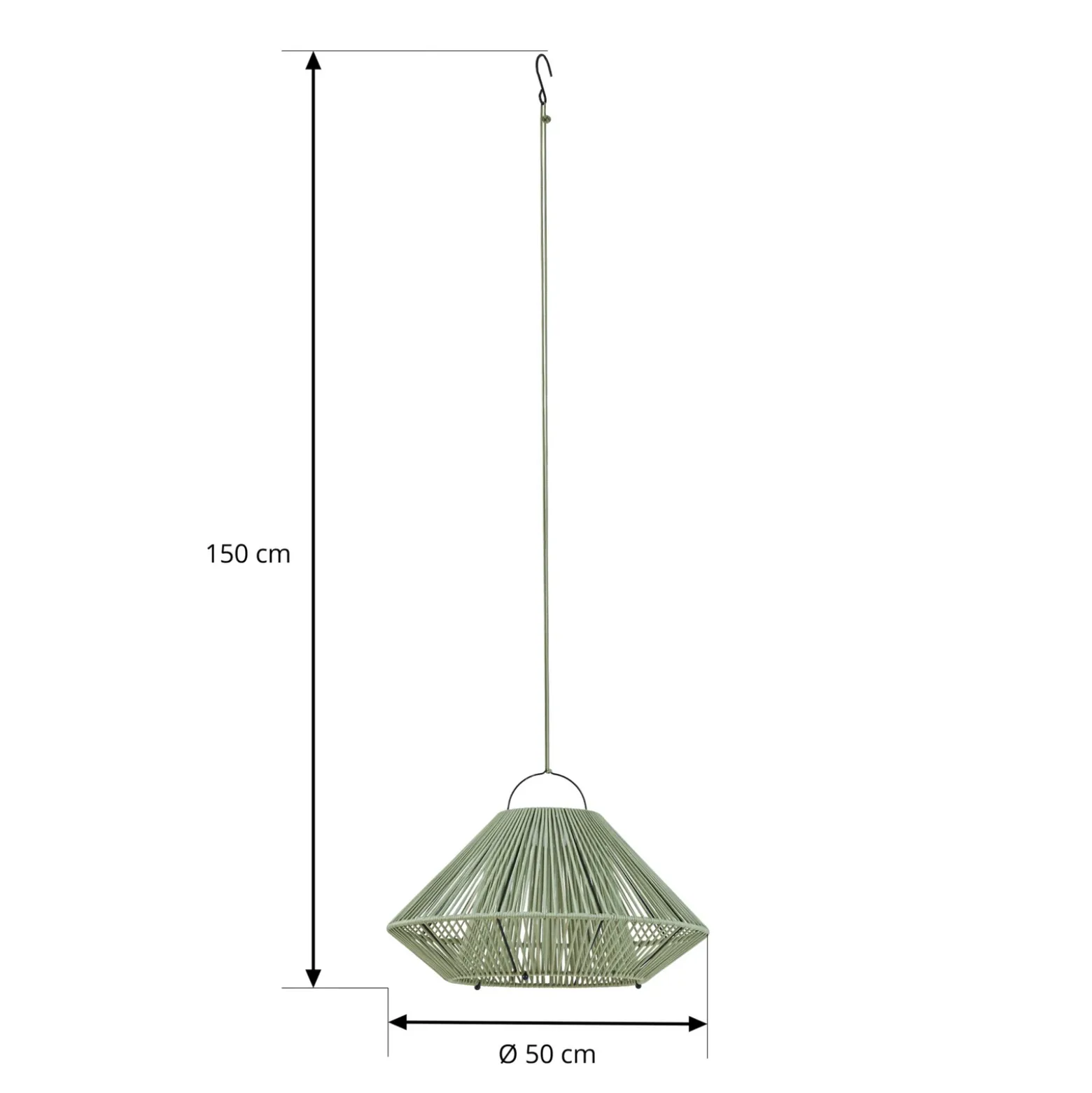Lámpara colgante solar LED Lindby Austas, verde, Ø 50 cm, USB, IP54