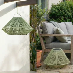 Lámpara colgante solar LED Lindby Austas, verde, Ø 50 cm, USB, IP54
