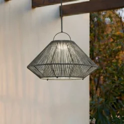 Lámpara colgante solar LED Lindby Austas, gris, Ø 50 cm, USB, IP54