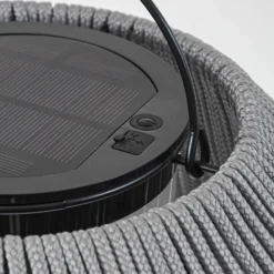 Lámpara colgante solar LED Lindby Austas, gris, Ø 50 cm, USB, IP54