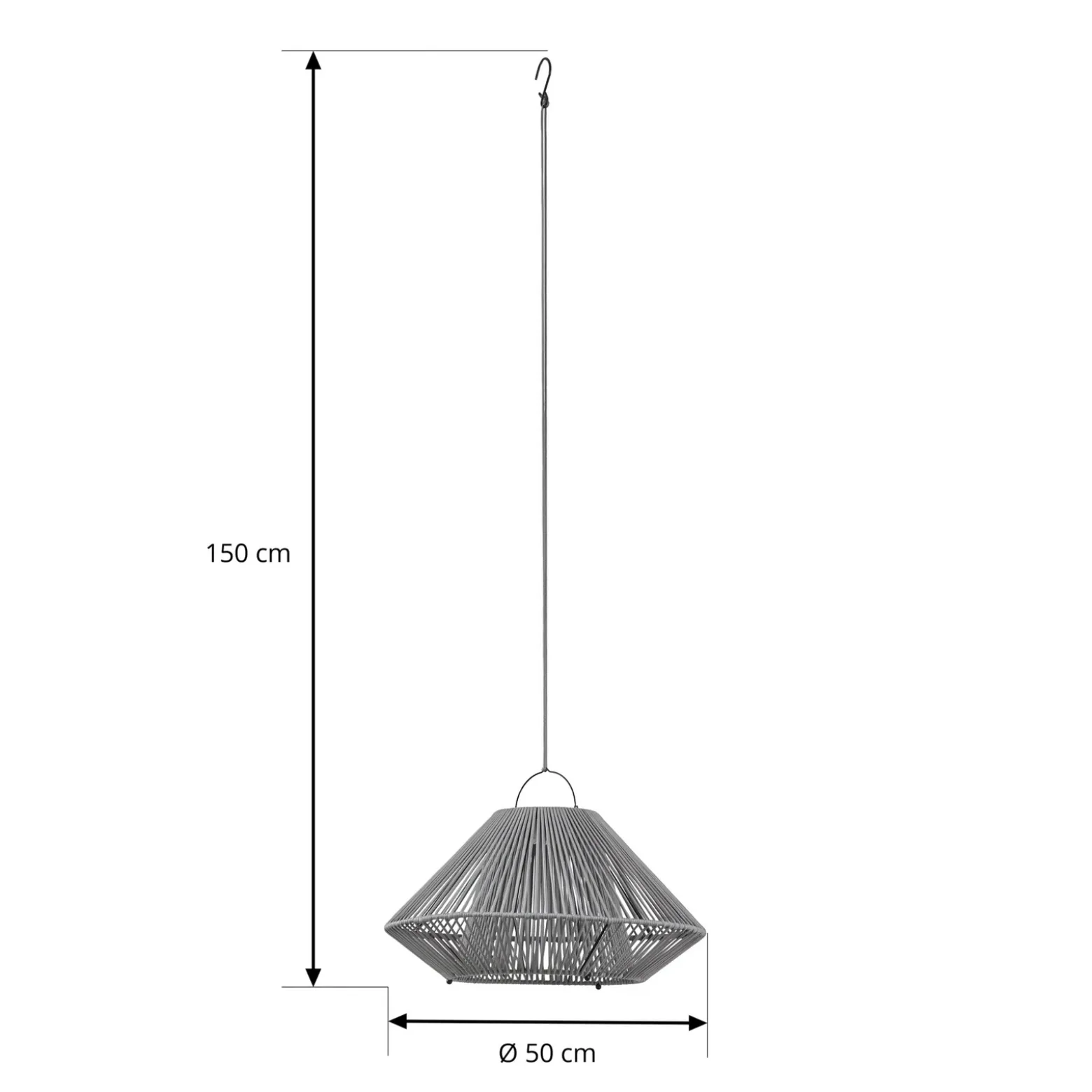 Lámpara colgante solar LED Lindby Austas, gris, Ø 50 cm, USB, IP54