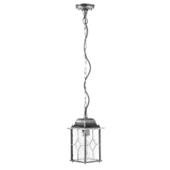 Lámpara colgante Wexford WX9, IP23, negro-plata, metal, cristal