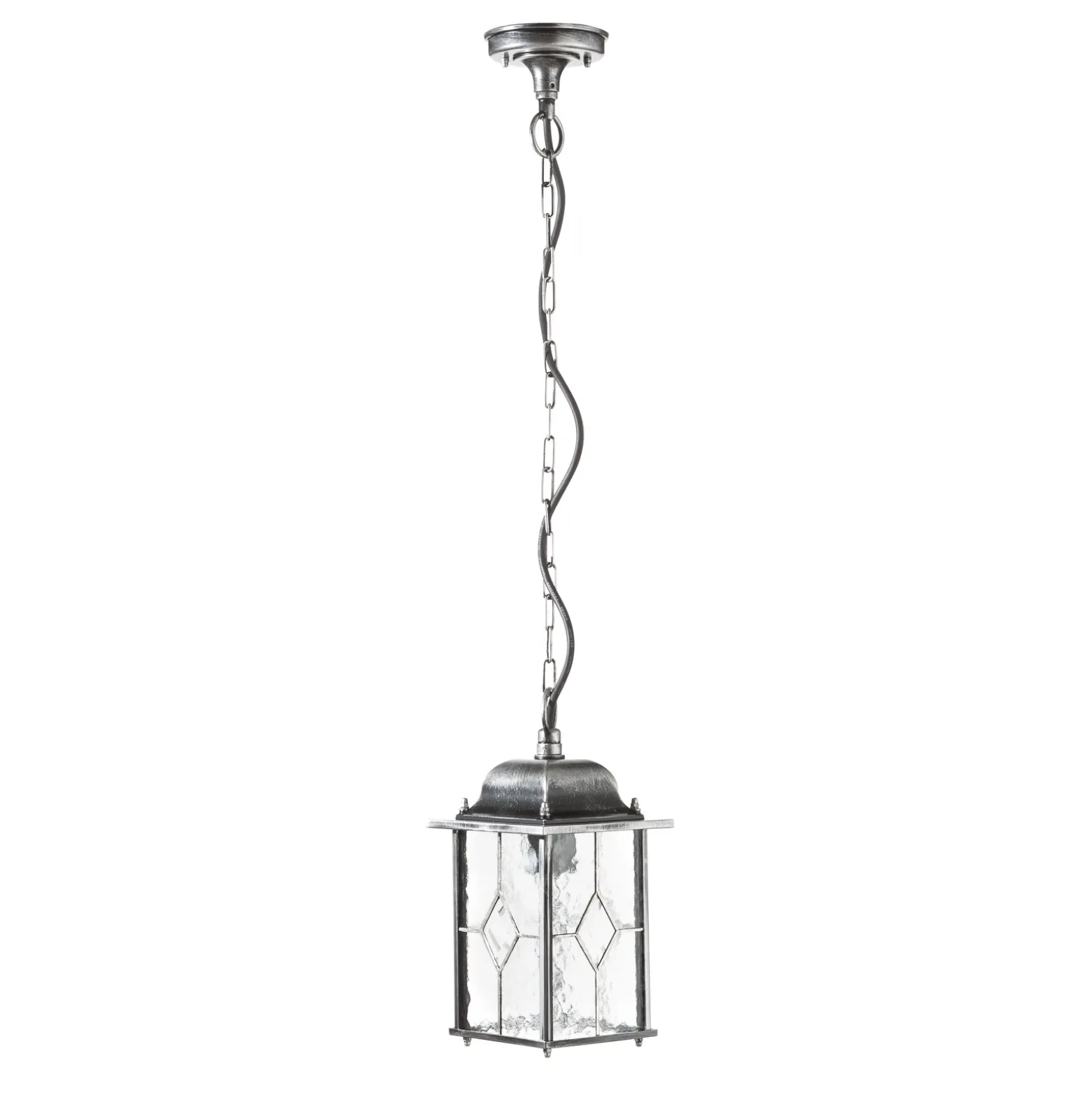 Lámpara colgante Wexford WX9, IP23, negro-plata, metal, cristal
