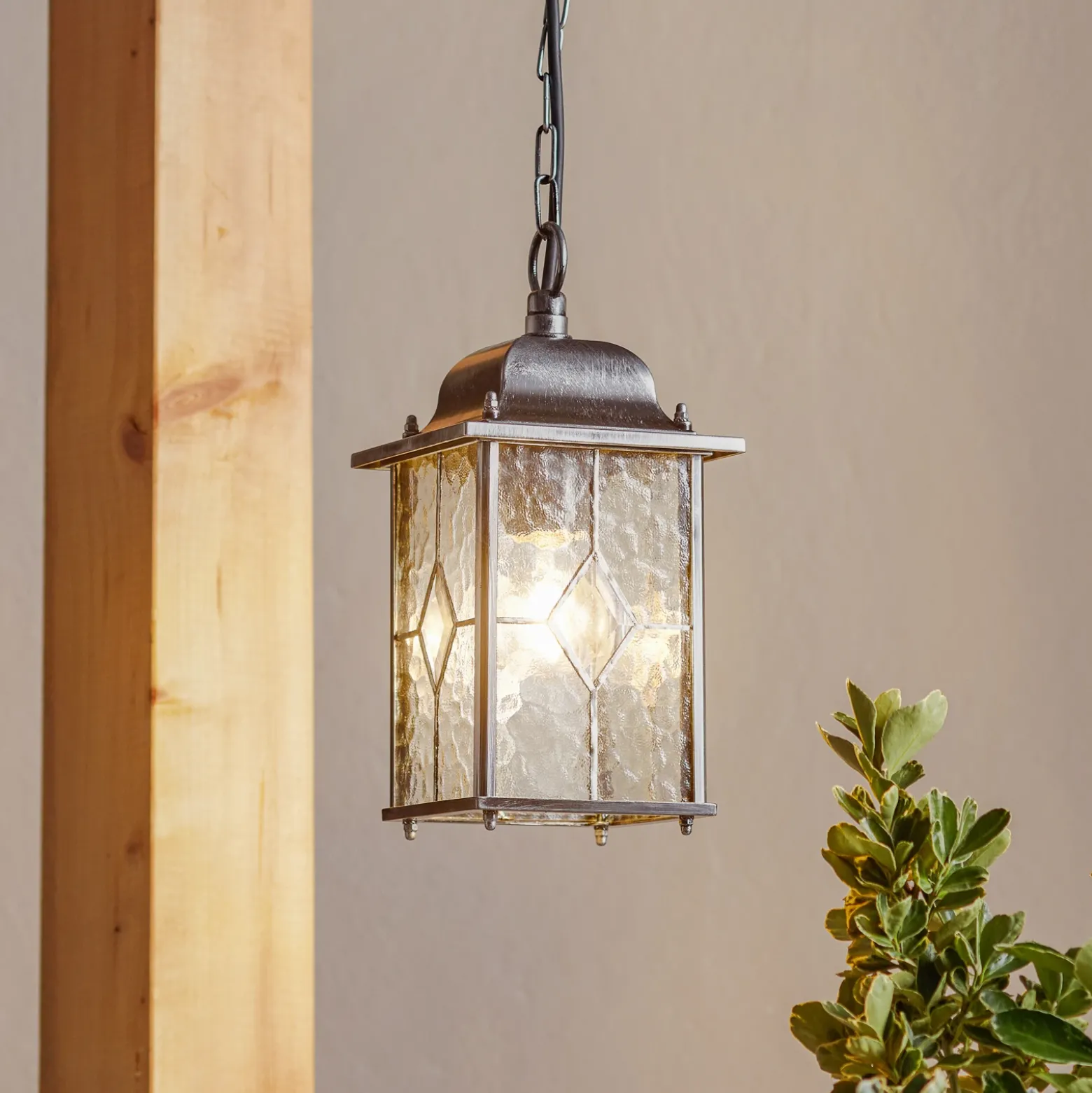Lámpara colgante Wexford WX9, IP23, negro-plata, metal, cristal