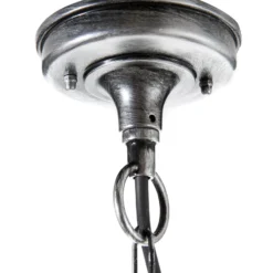 Lámpara colgante Wexford WX9, IP23, negro-plata, metal, cristal