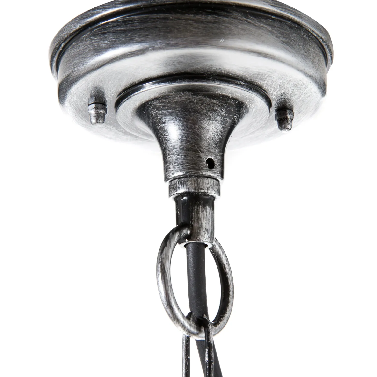 Lámpara colgante Wexford WX9, IP23, negro-plata, metal, cristal
