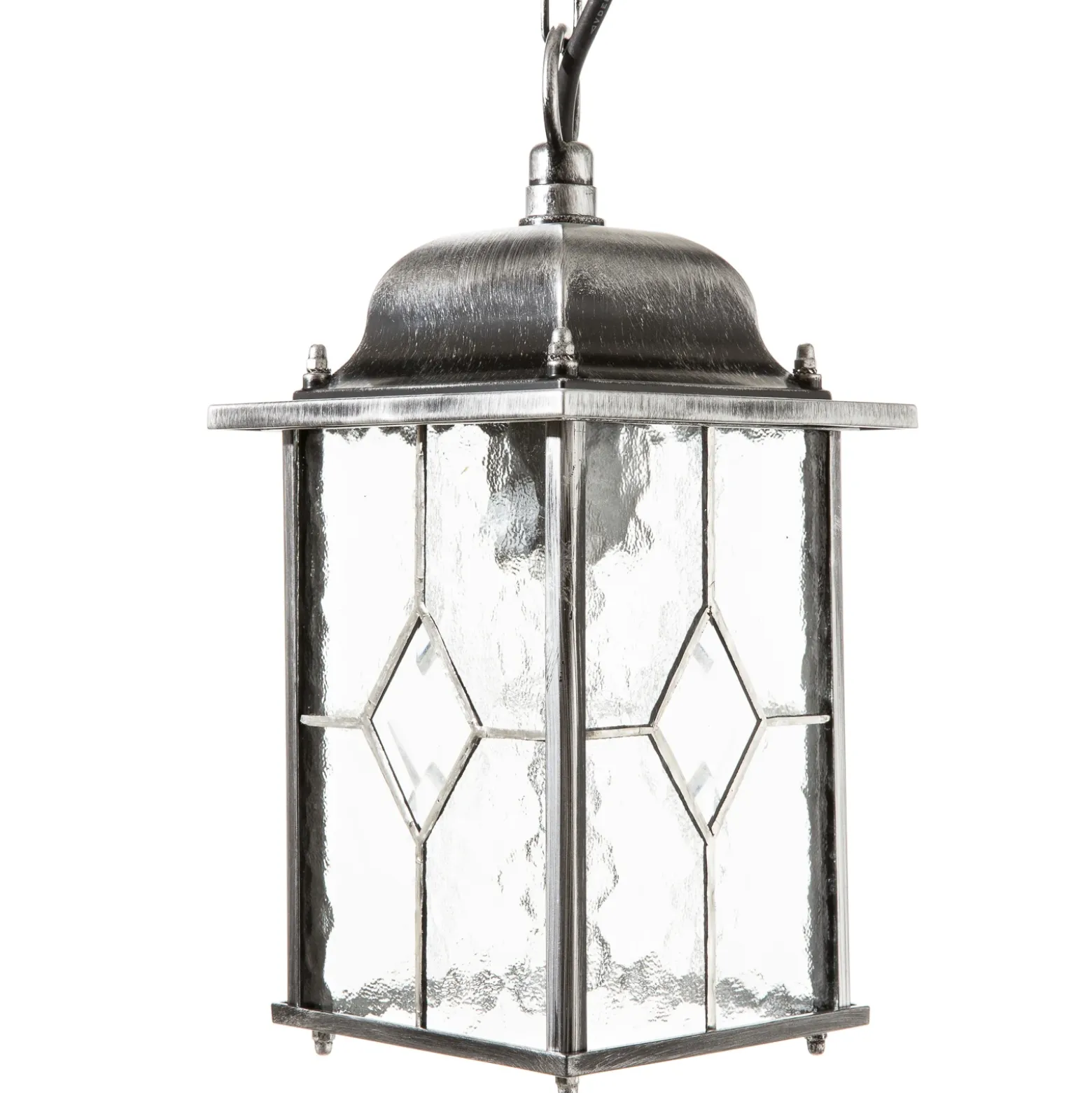 Lámpara colgante Wexford WX9, IP23, negro-plata, metal, cristal