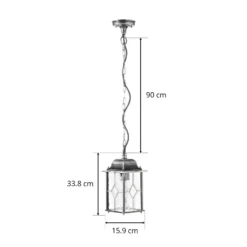 Lámpara colgante Wexford WX9, IP23, negro-plata, metal, cristal