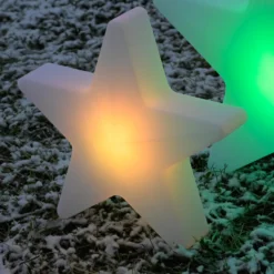 Lámpara decorativa LED recargable Star, 39,5 cm de altura, IP44, blanca, RGBW