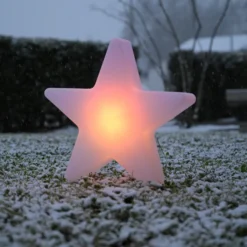 Lámpara decorativa LED recargable Star, 39,5 cm de altura, IP44, blanca, RGBW