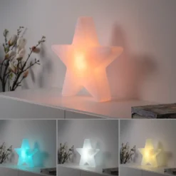 Lámpara decorativa LED recargable Star, 39,5 cm de altura, IP44, blanca, RGBW