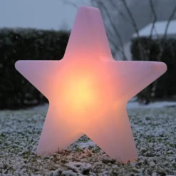Lámpara decorativa LED recargable Star, 55 cm de altura, IP44, blanca, RGBW