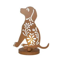 Lámpara decorativa LED solar Oxidog, altura 33 cm, color óxido, IP44