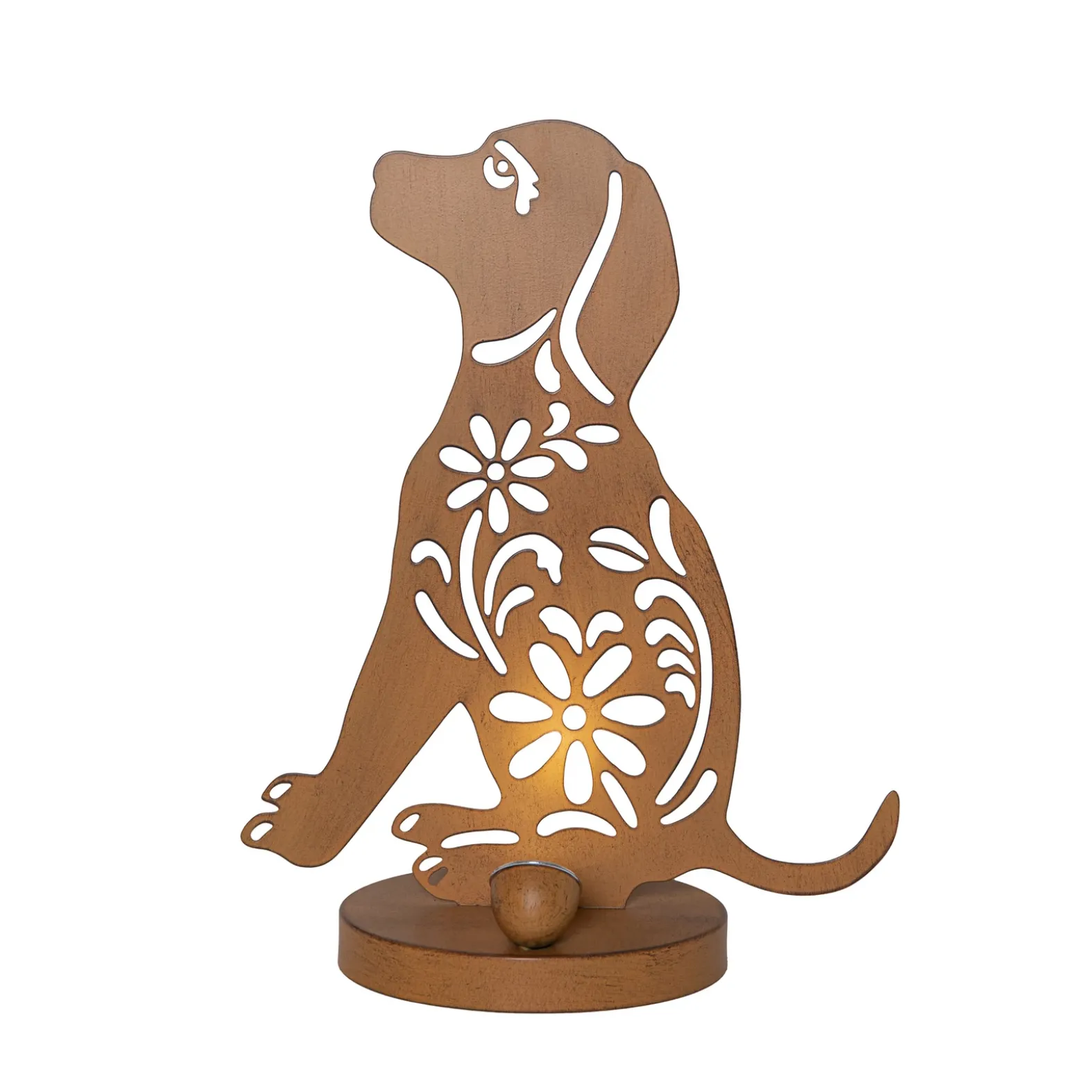Lámpara decorativa LED solar Oxidog, altura 33 cm, color óxido, IP44