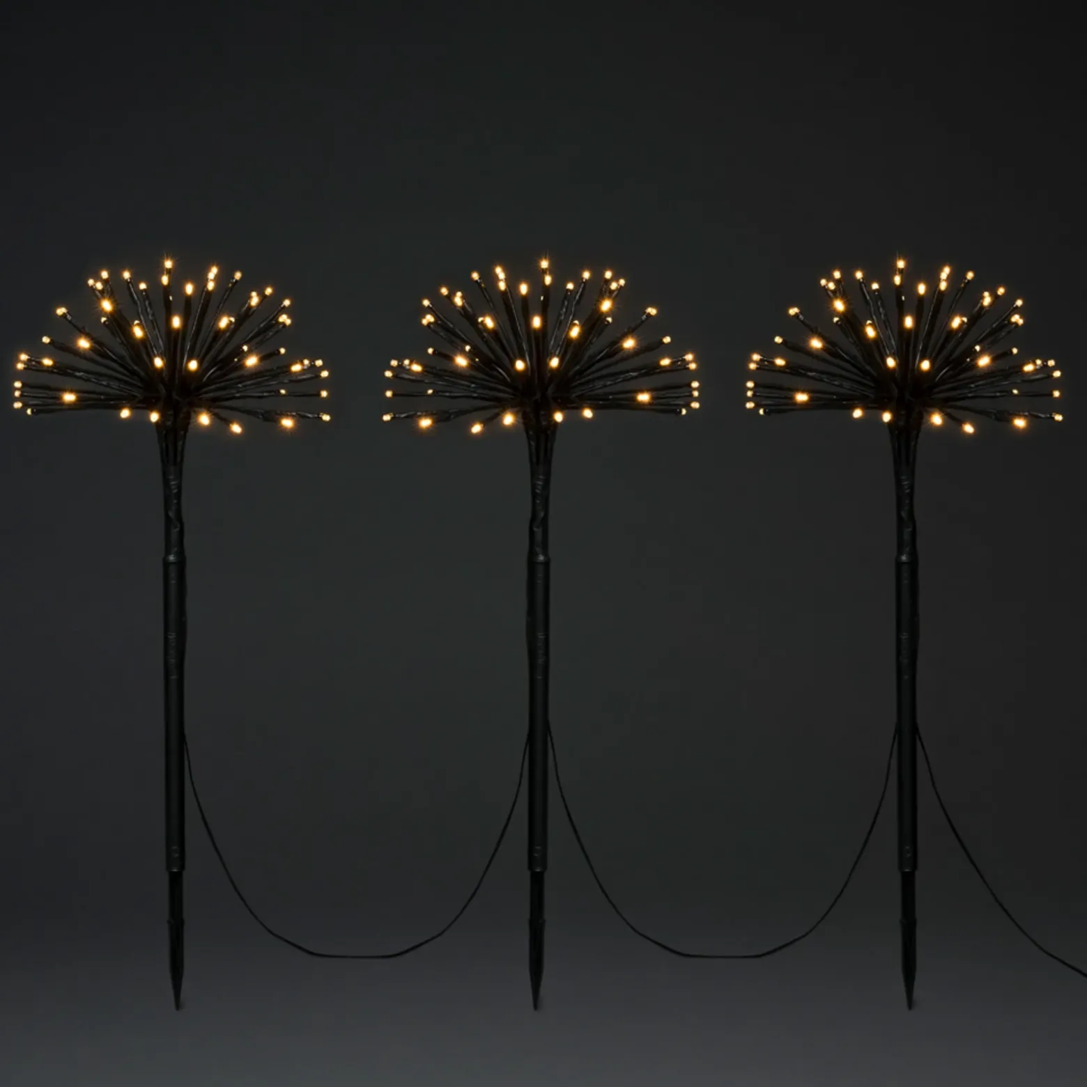 Lámpara decorativa LED tres dientes de león con pincho de suelo IP44