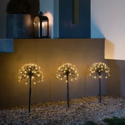Lámpara decorativa LED tres dientes de león con pincho de suelo IP44