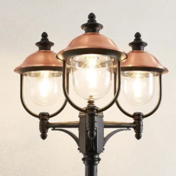 Lámpara de exterior Lindby Clint, 225 cm, 3 luces, resistente al agua salada,