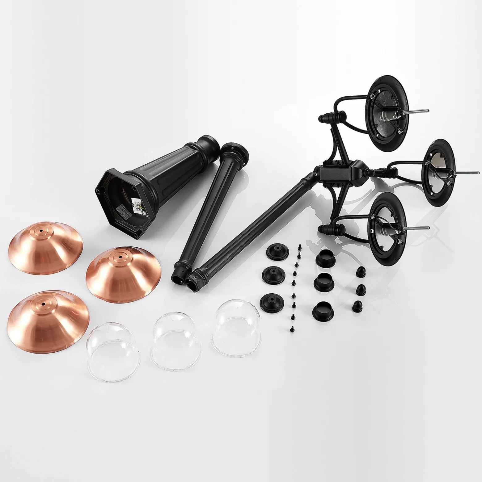 Lámpara de exterior Lindby Clint, 225 cm, 3 luces, resistente al agua salada,
