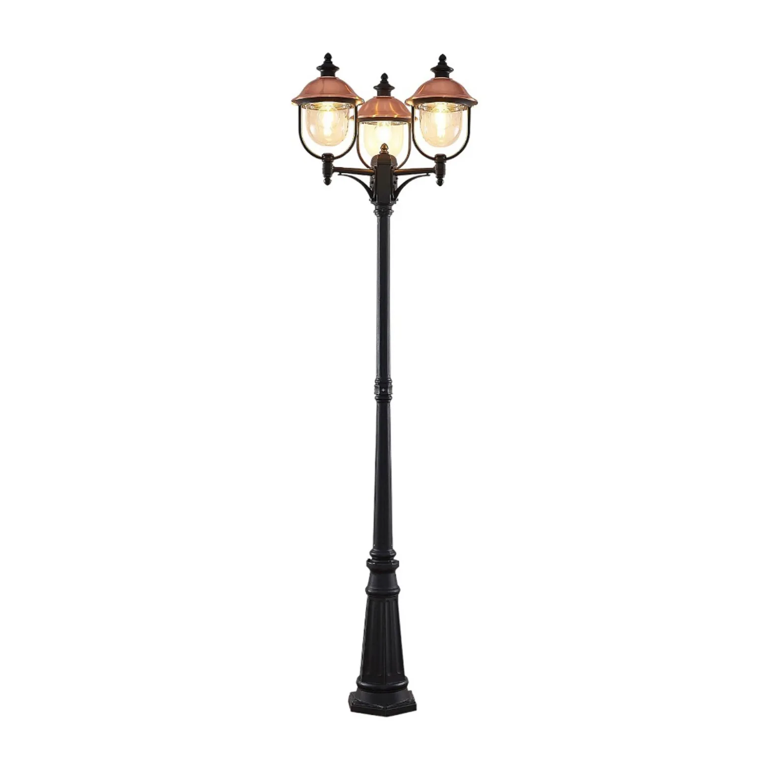 Lámpara de exterior Lindby Clint, 225 cm, 3 luces, resistente al agua salada,