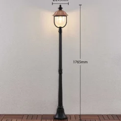 Lámpara de exterior Lindby Clint, 177 cm, metal, resistente al agua salada, E27