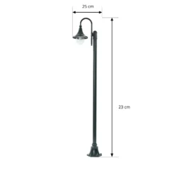 Lámpara de exterior Lindby Daphne, 220 cm, verde, metal, E27