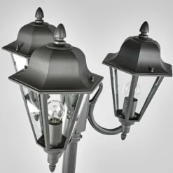 lámpara de exterior Lindby Edana, 212 cm, 3 luces, antracita, E27, IP44