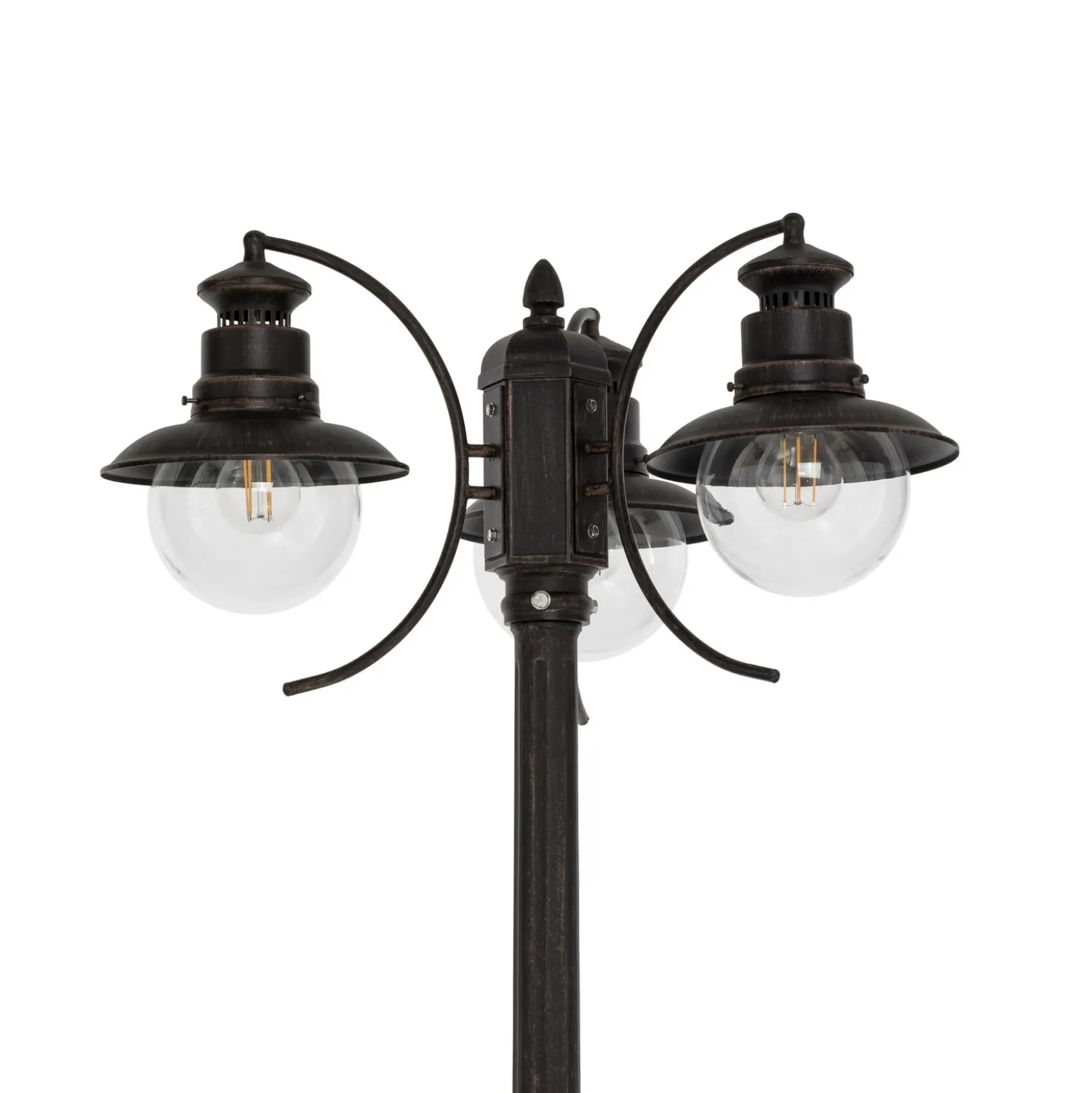 Lámpara de exterior Lindby Eddie, 198 cm, óxido, metal, IP44, E27