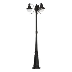 Lámpara de exterior Lindby Eddie, 198 cm, óxido, metal, IP44, E27