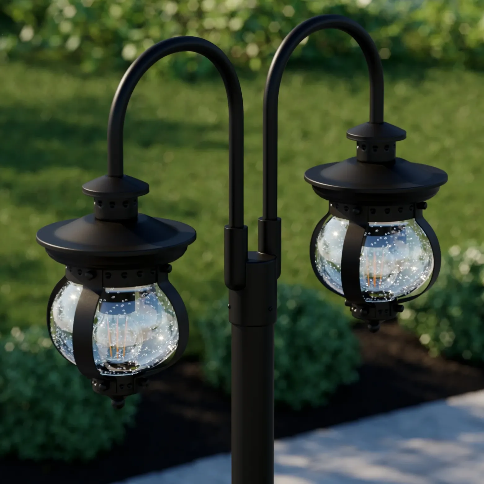 Lámpara de exterior Lindby Farley, 215 cm, 2 luces, IP44, E27