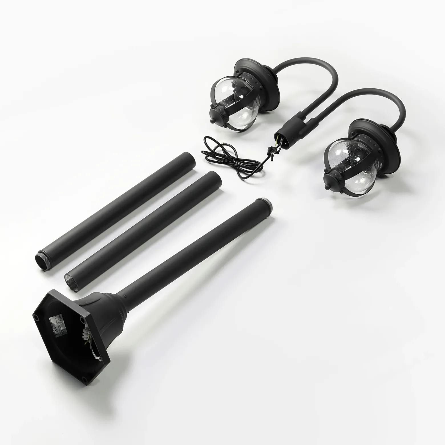 Lámpara de exterior Lindby Farley, 215 cm, 2 luces, IP44, E27