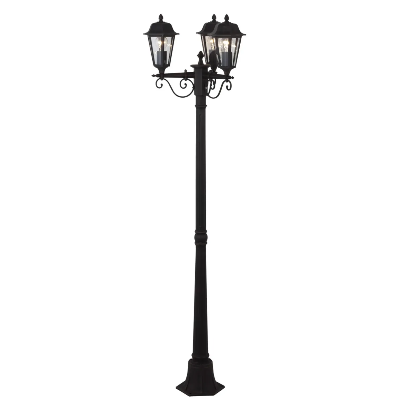 Lámpara de exterior Lindby Lamina, 172 cm, 3 luces, negro-óxido, E27
