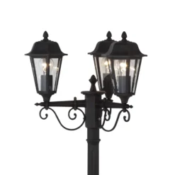Lámpara de exterior Lindby Lamina, 172 cm, 3 luces, negro-óxido, E27