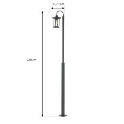 Lámpara de exterior Lindby Zayn, negra, 1 luz, altura 220 cm, IP65