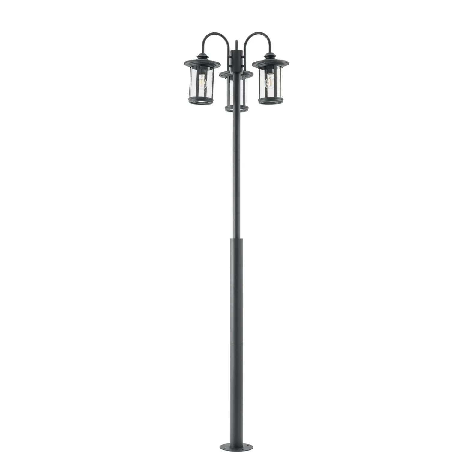 Lámpara de exterior Lindby Zayn, negra, 3 luces, altura 220 cm, IP65