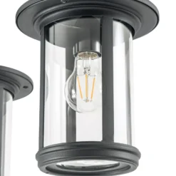 Lámpara de exterior Lindby Zayn, negra, 3 luces, altura 220 cm, IP65