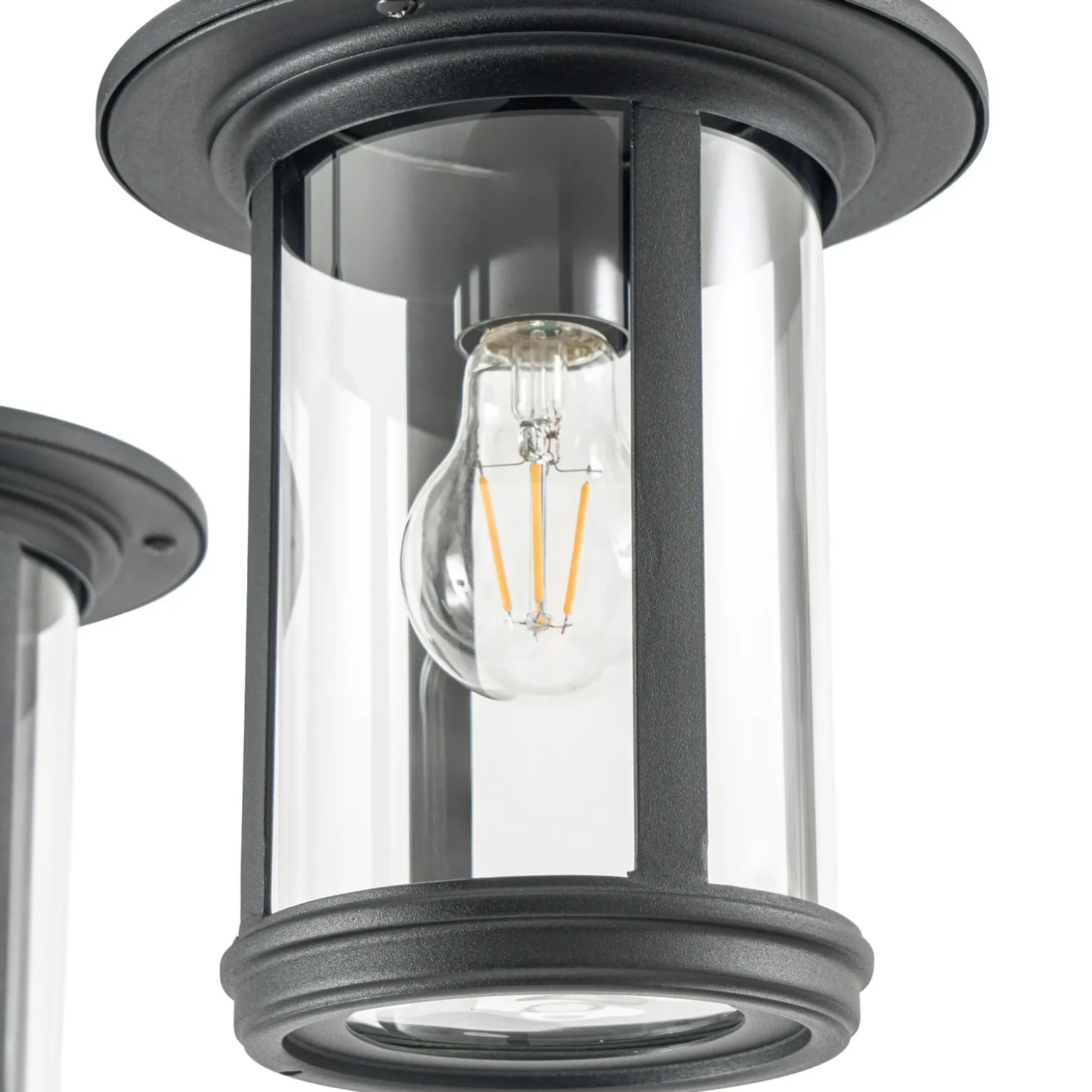 Lámpara de exterior Lindby Zayn, negra, 3 luces, altura 220 cm, IP65
