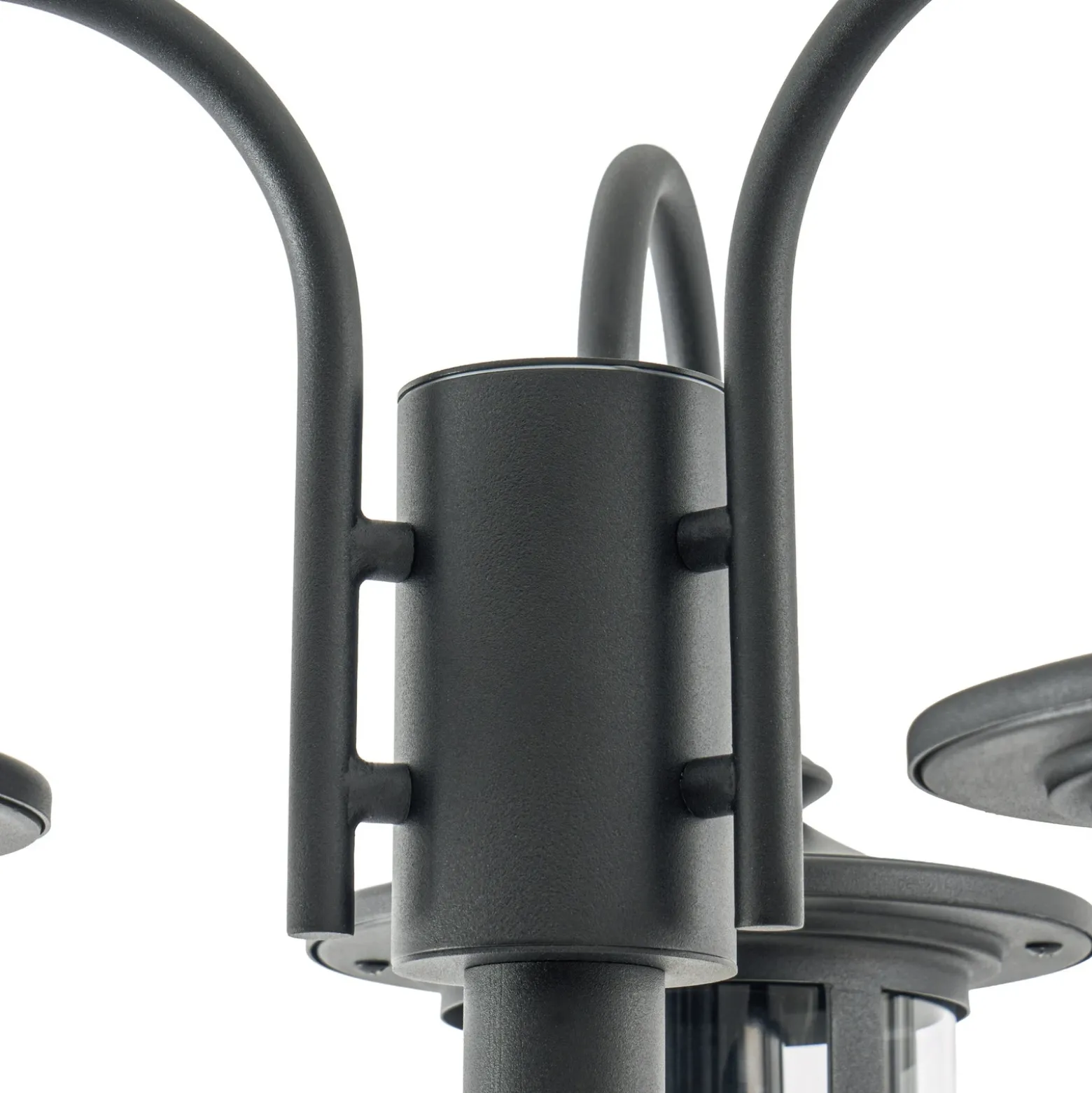 Lámpara de exterior Lindby Zayn, negra, 3 luces, altura 220 cm, IP65