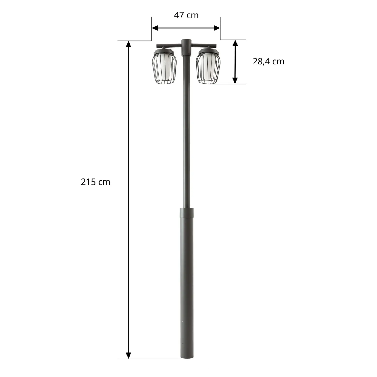 Lámpara de exterior Lucande Chandan, altura 215 cm, color antracita, 2 luces.