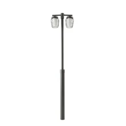 Lámpara de exterior Lucande Chandan, altura 215 cm, color antracita, 2 luces.