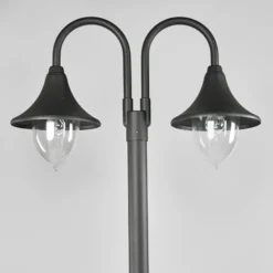 Lámpara de exterior Madea de Lindby, gris, 2 luces, 212 cm, E27, IP44