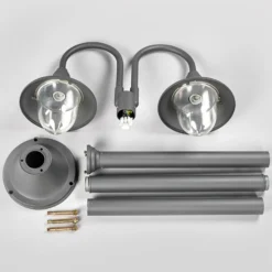 Lámpara de exterior Madea de Lindby, gris, 2 luces, 212 cm, E27, IP44