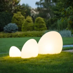 Lámpara de exterior Stone L, 80 x 65 cm, blanca, plástico, IP44