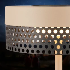 Lámpara de mesa con batería Booha, beige, metal, IP44, atenuable