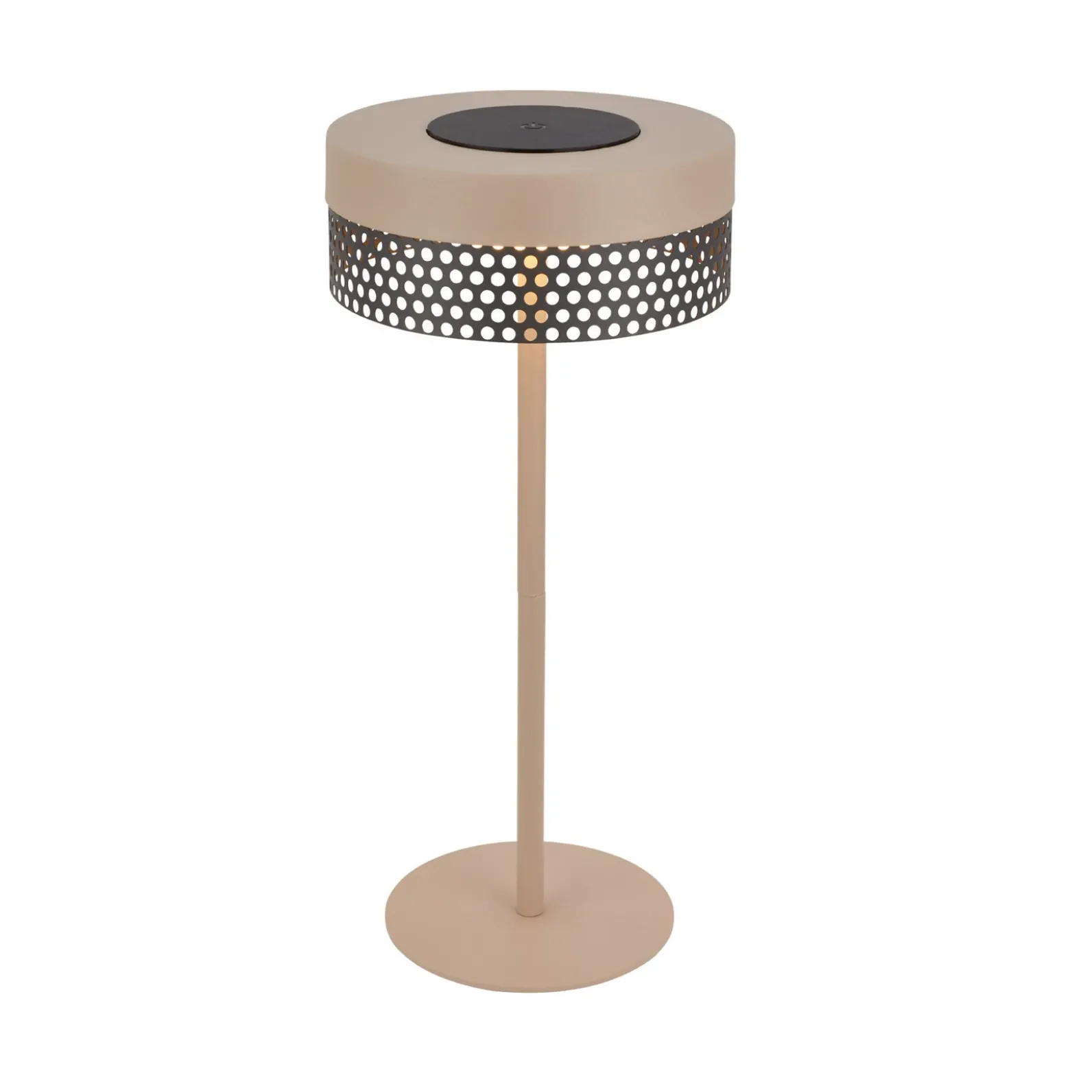 Lámpara de mesa con batería Booha, beige, metal, IP44, atenuable