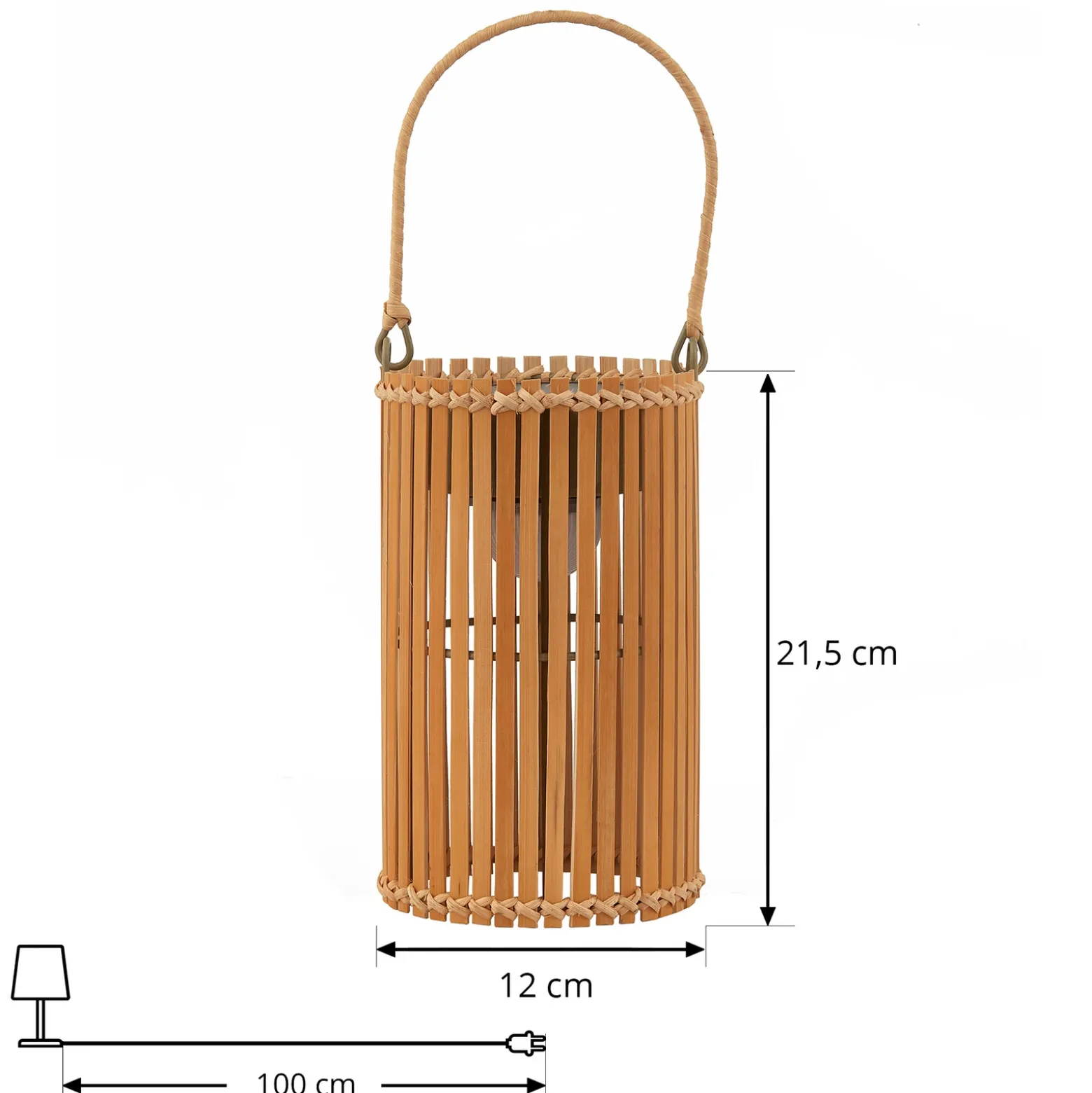 Lámpara de mesa LED Amaria de Lindby, bambú, Ø 12 cm